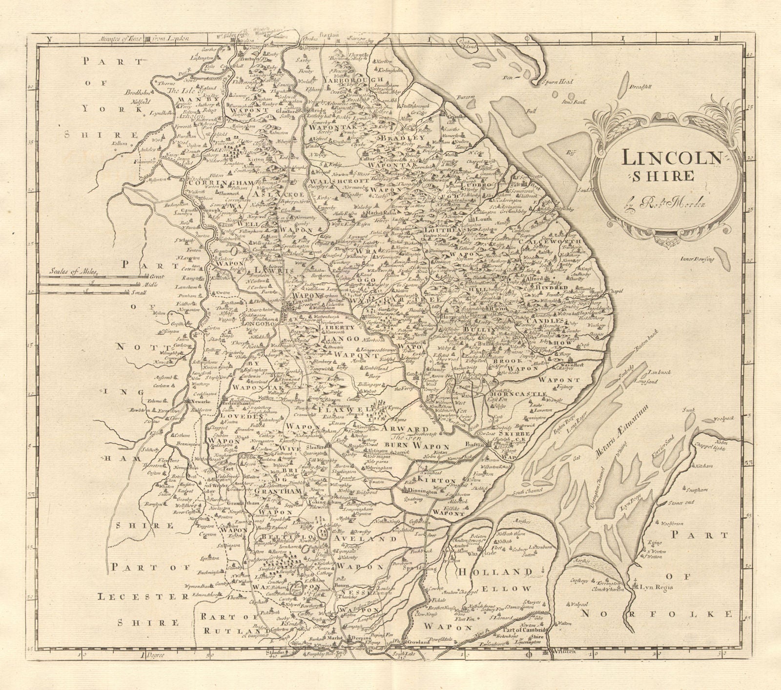 Lincolnshire. 'LINCOLN SHIRE' by ROBERT MORDEN from Camden's Britannia 1772 map